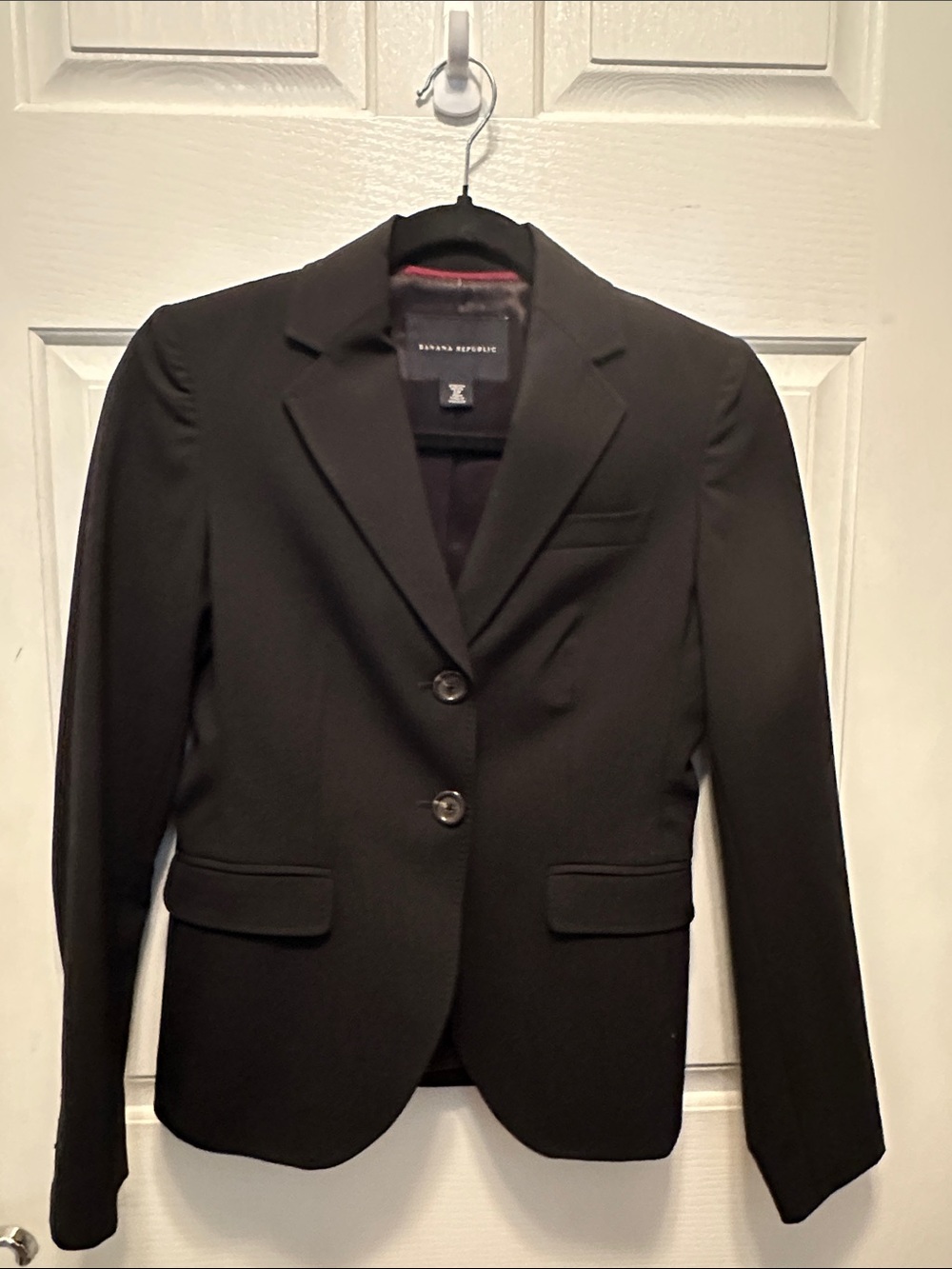 Banana Republic Black Wool Blend Women's Tailored Two-Button Lined Blazer 0P